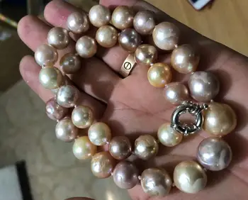 New Beautiful 12-14mm AAA PINK BAROQUE PEARL NECKLACE 18" 36"