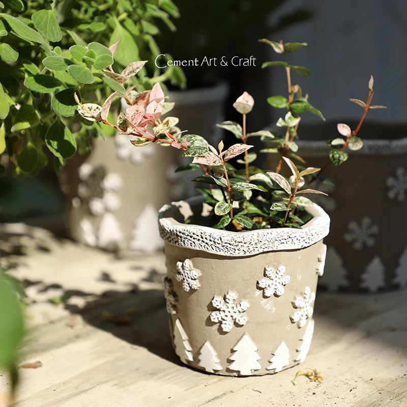 Christmas creative embossed concrete flower pot silicone mold cement green succulent plant | Дом и сад