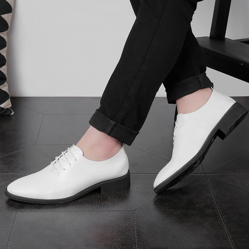 Lace Homens Erkek Ayakkabi Preto branco Simples Se Sapatos Estilo up Formais Dos Qualidade Moda Mycolen Vestem Oxford Marca Altura ZxP5qCRTw