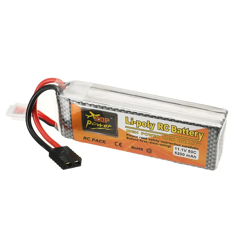 Перезаряжаемый ZOP Power 11,1 V 5200 mah 50C 3 S Lipo аккумулятор с T R X вилкой для Wltoys 1/8 rc-вертолет на радиоуправлении Квадрокоптер запчасти