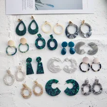 Модные квадратные треугольные прямоугольные круглые геометрические формы зеленый акрил розового цвета серьги-гвоздики для женщин Подарочный набор украшений для ушей