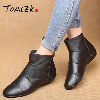 

Flat leather boots, high-end soft-bottomed anti-slip cow hide boots, full leather single boots