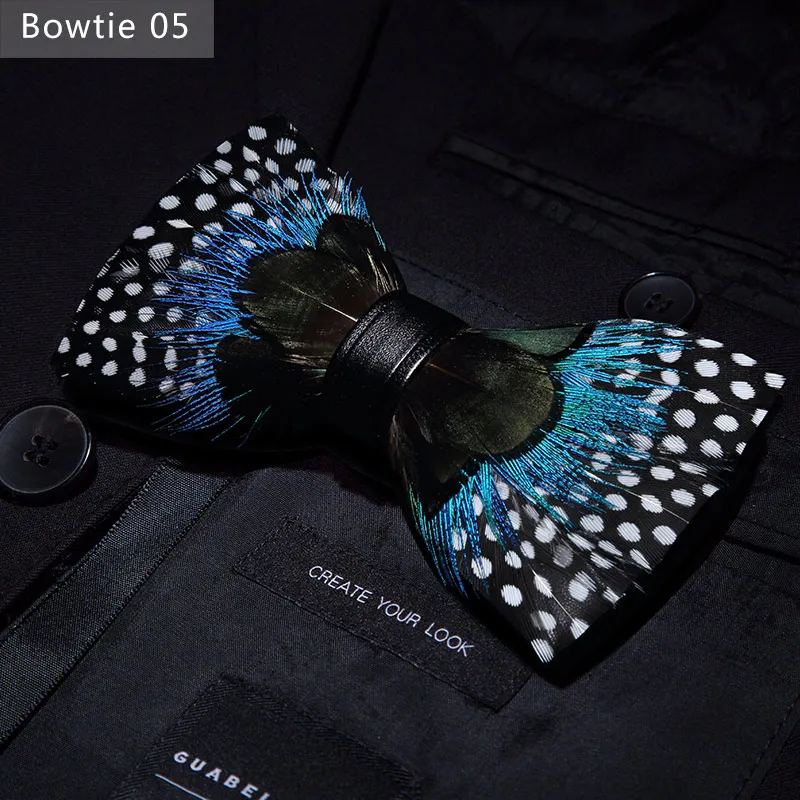 Bowtie 05 JEMYGINS, дизайн, галстук-бабочка, перо, бант, изысканная ручная работа, Мужская брошь для галстука-бабочки, деревянная булавка, подарочный набор, Свадебная вечеринка - Цвет: Bowtie 05