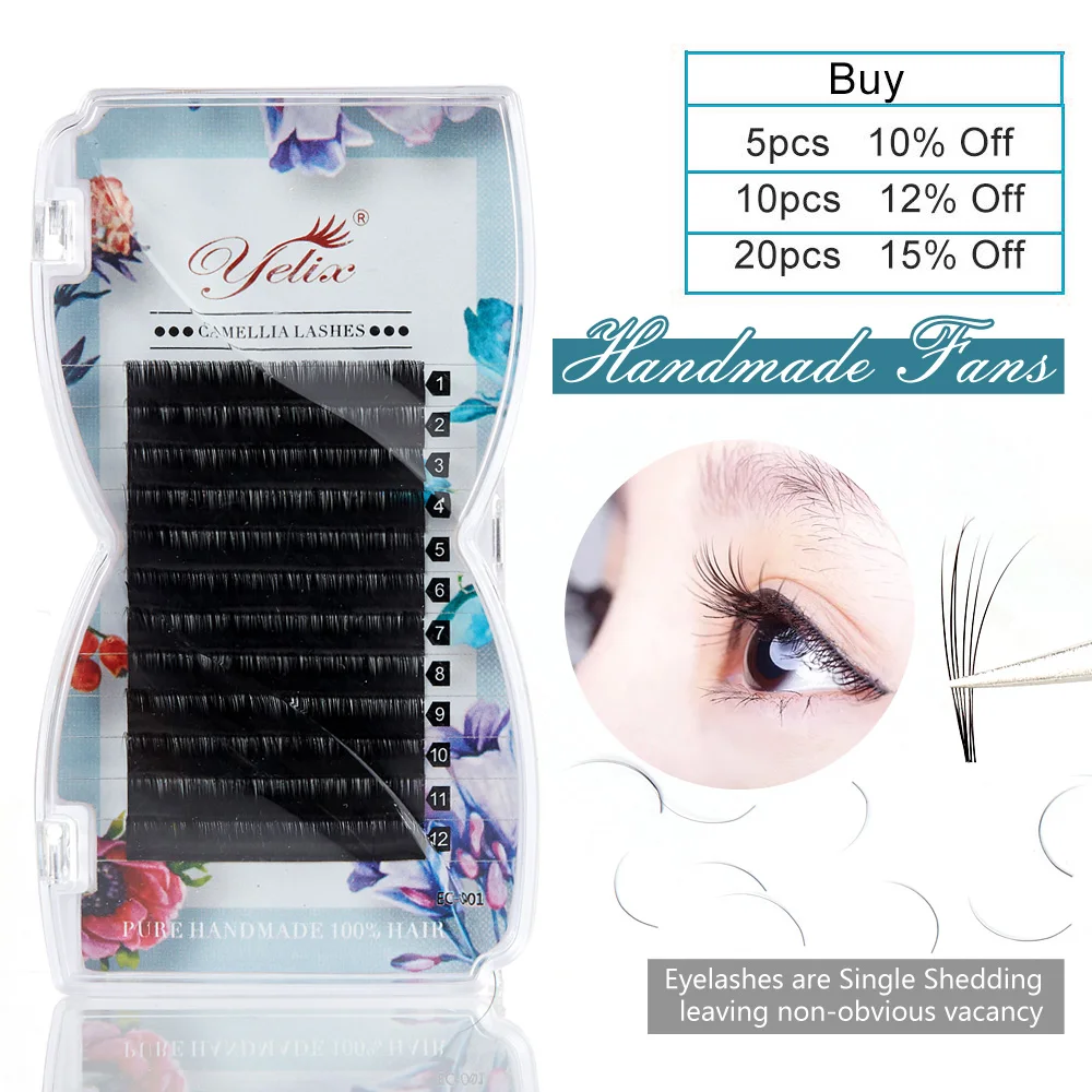

Yelix False Individual Camellia Lashes Easy Fan Eyelash Extension Mink Fast 3D-6D Volume Blossom Eyelashes Extensions Pandora