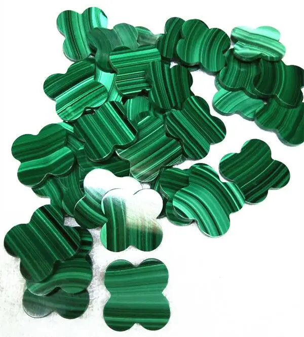 

Sadafu Wholesale AAAAA grade 8*8mm-22*22mm Four Leaf Clover Natural Malachite