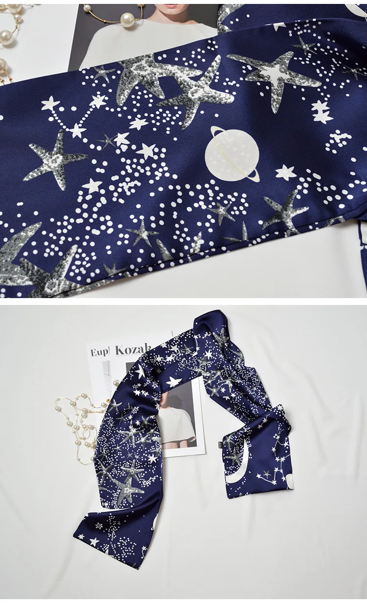 Striped Satin Silk Scarf for Women - Double-Sided Luxury Neck Neckerchief
