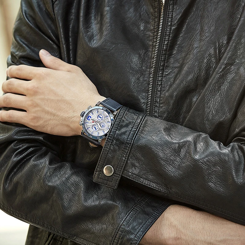 Top Brand Luxury NAVIFORCE Watches Men Fashion Leather Quartz Date 6 dial Clock Casual Sports Male Wrist Watch Montre Homme