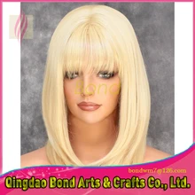 Fashion blonde color Full Lace Wigs Human Hair Straight #613 Virgin Brazilian Hair Glueless Lace Front Wig for Women