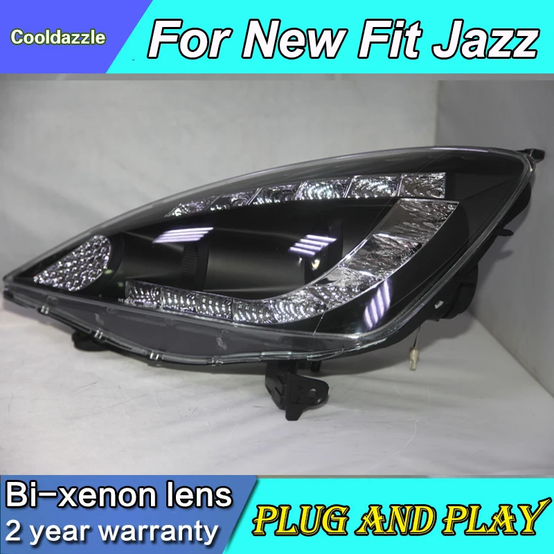 Автомобильный Стайлинг для HONDA Fit Jazz светодиодный головной фонарь ангельские глазки фары 2009 2010 год с дневными ходовыми огнями