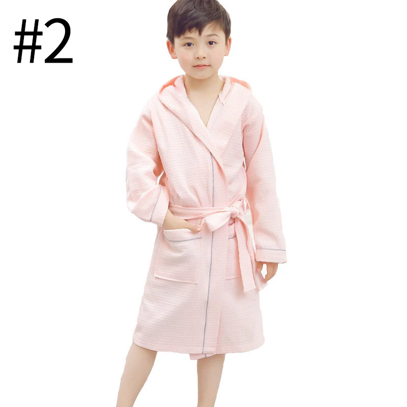 Халаты из 1 предмета мягкие детские халаты домашняя одежда для детей пижамы хлопковые пижамы детские пижамы с капюшоном детские халаты на шнуровке - Цвет: style2 M