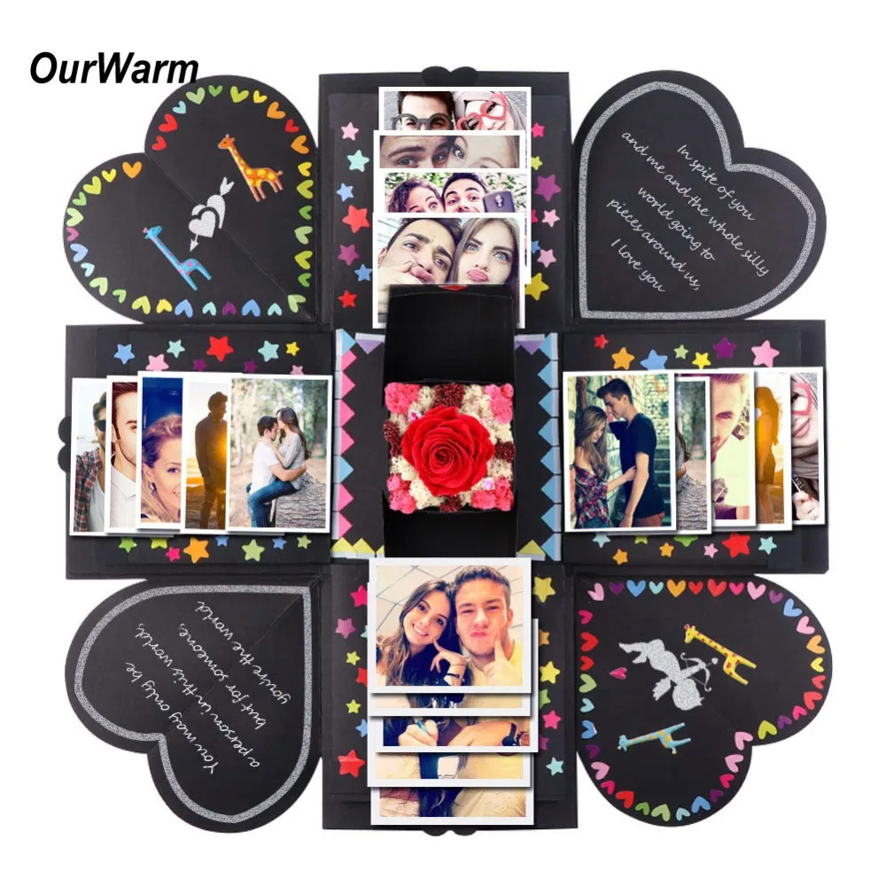 

OurWarm DIY Surprise Love Explosion Box Gift Explosion for Anniversary Scrapbook DIY Photo Album birthday Gift 15x15x15cm