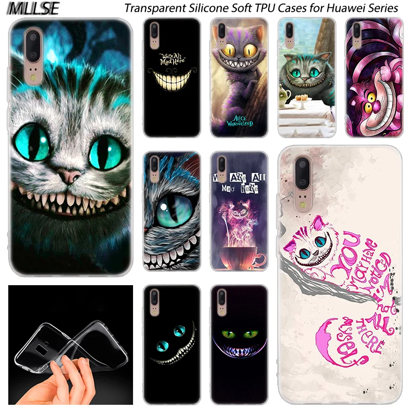 

Anime Cheshire Cat alice in wonderland Silicone Case for Huawei P30 P20 P10 P9 P8 Lite 2017 P30 P20 Pro Mini PSmart 2019 Plus