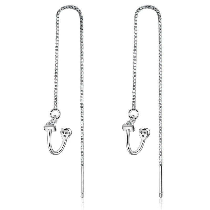 

KOFSAC New Fashion 925 Silver Earrings For Women Jewelry Charm Zircon Triangular Heart Earring Lady Valentine's Day Accessories