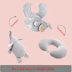 Мультфильм 30 см творческий плюшевый слон деформации подушки шеи путешествий подушка двойной u-образная подушка игрушки для детей и