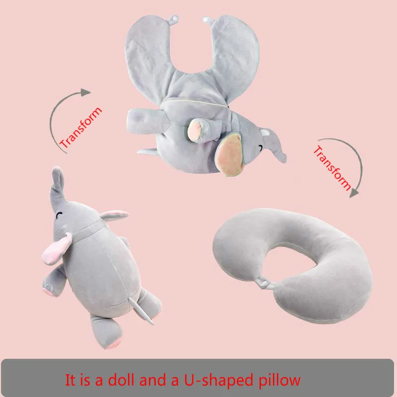 

Cartoon 30cm Creative Plush Elephant Deformation Neck Pillow Travel Neck Pillow Dual U-shaped Pillow Toys For Children & Adult