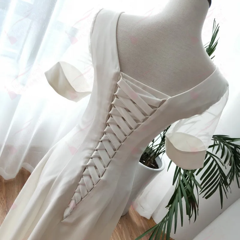 Свадебные платья длиной до щиколотки с короткими рукавами простые пляжные летние свадебные платья трапециевидной формы Vestido De Noiva ZW081