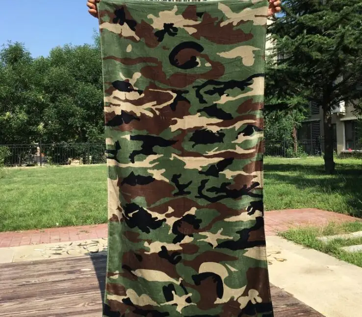 170x90 см пляжное полотенце с камуфляжным принтом мягкое для купания хлопковое