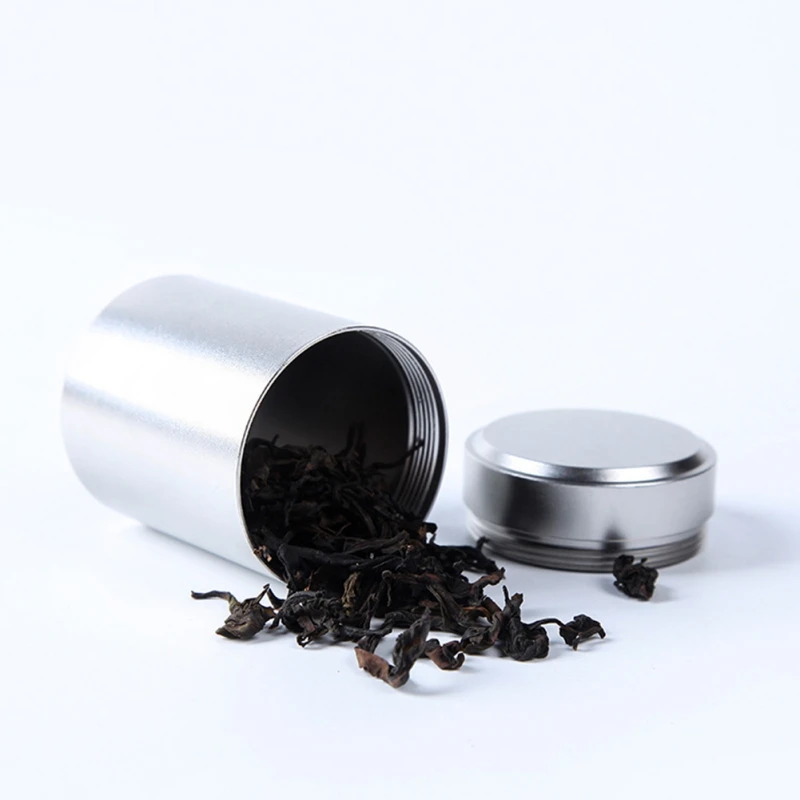 

Tea Caddy Mini Aluminum Storage Boxes Sealed Coffee Powder Cans Tea Leaves Container Portable Travel Tea Caddy Organizer