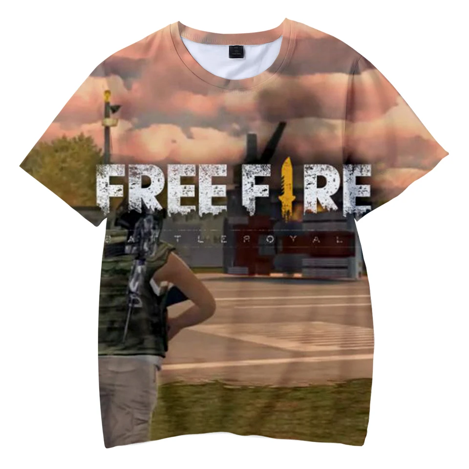 Популярные детские летние крутые футболки с 3D принтом Game Free Fire модные уличные