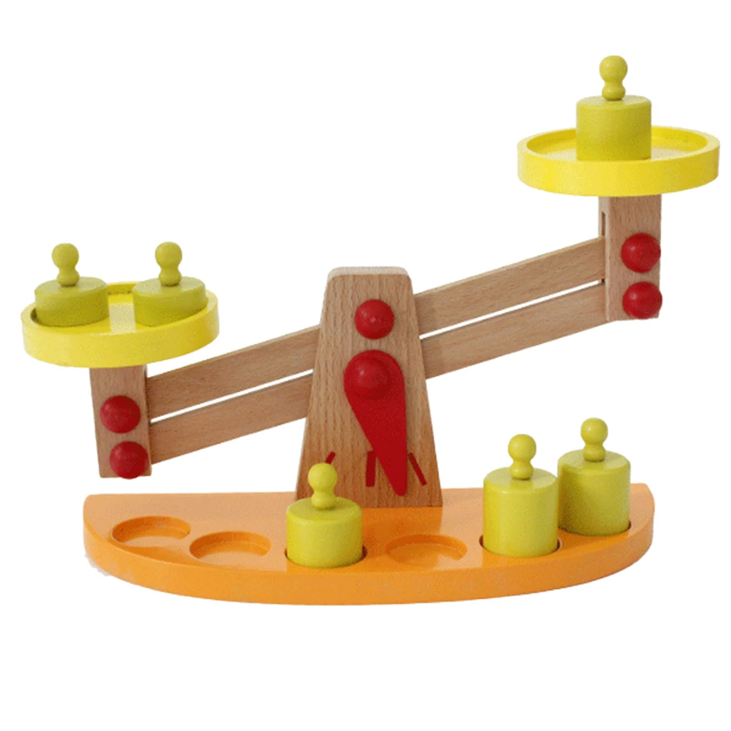 Wooden Balance Scale Math Learning Toy Christmas Gift for Kids Boys & Girls