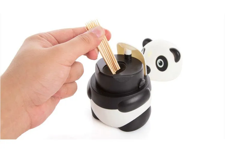 Cute Cartoon Panda Toothpick Holder Automatic Tooth Pick Box Lovely Toothpicks Bottle Kitchen Decoration