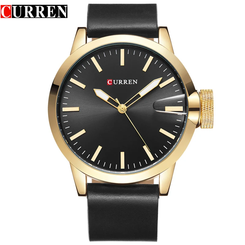 Curren Mens Watches Top Brand Luxury Gold Black Quartz Watch Men Sport