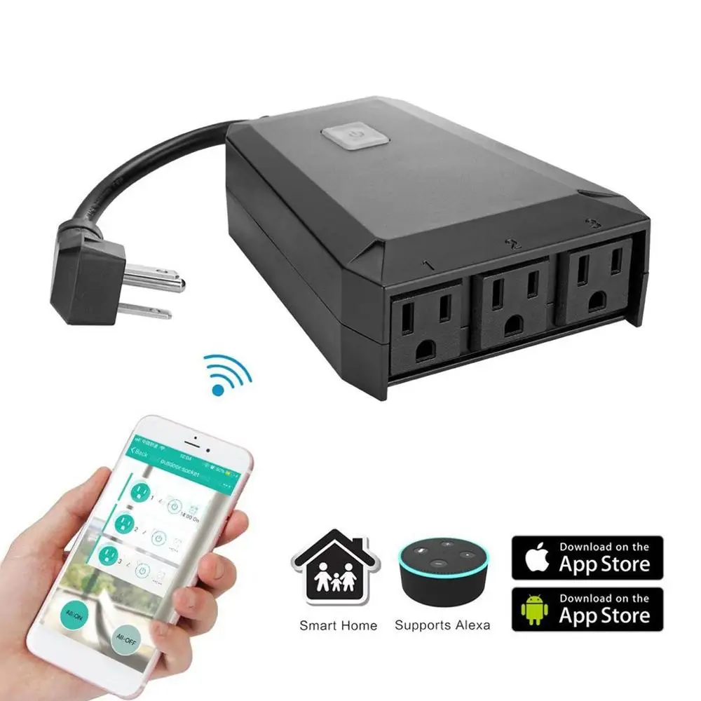 

WiFi Smart Plug Voice Control Waterproof Wireless Time Switch With Ports Timing Socket For Amazon Alexa Echo Dot Google Home