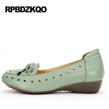 Повседневная Дешевая обувь фарфора мокасины Круглый носок Большой размер удобный 10 большой воздухопроницаемый зеленый выдолбить