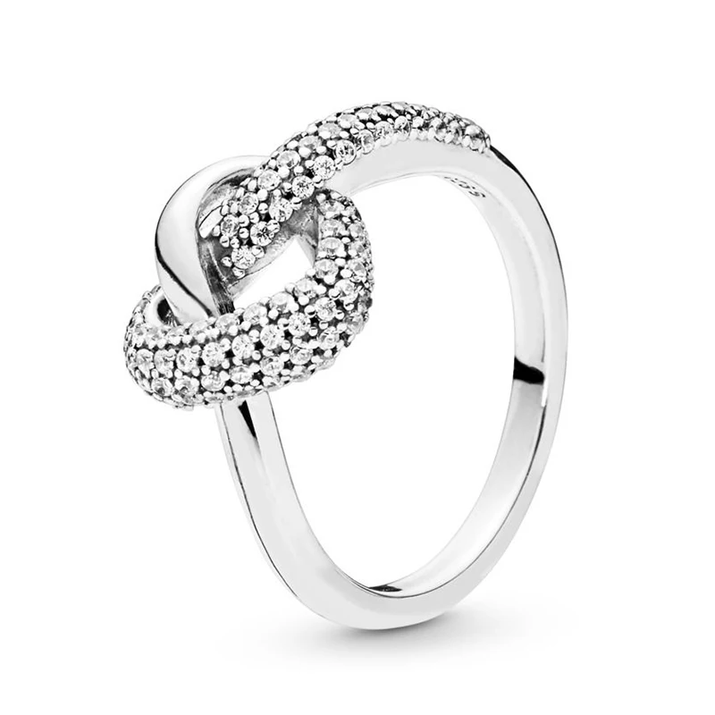 

2019 NEW Spring 100% 925 Sterling Silver Knotted Hearts Ring For Women Hearts of Ring Cream Enamel Fashion Jewelry Gift