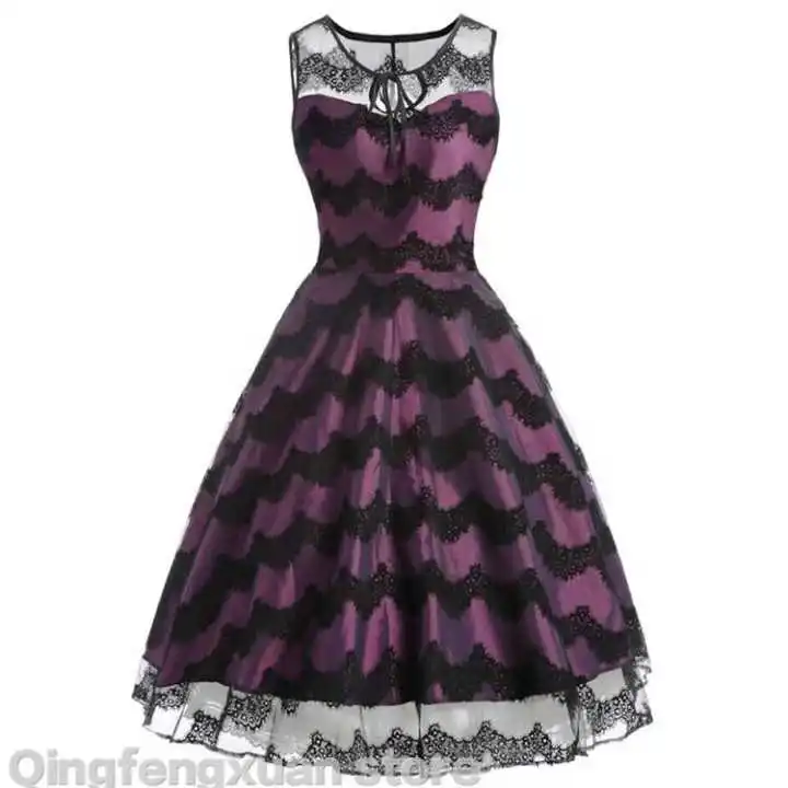 

Euro-American fashion retro large-pendulum lace dress