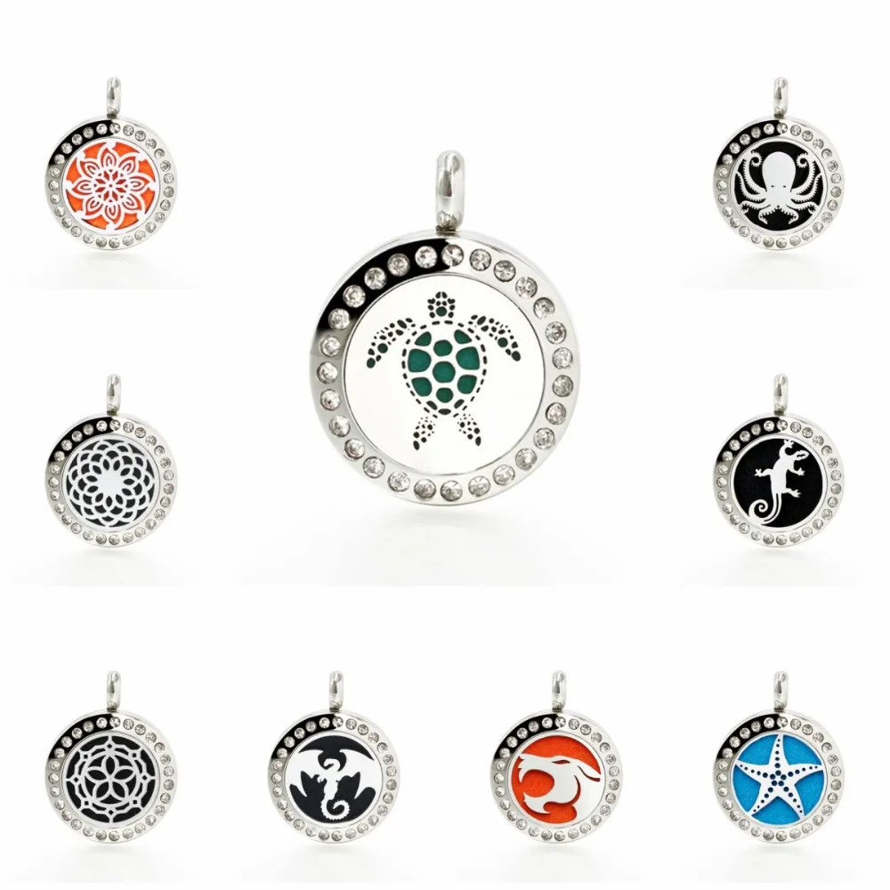 

Tortoise Gecko Devilfish 20mm Magnet Crystal Stainless Steel Aromatherapy Perfume Diffuser Locket Necklace Pendant 10pcs Pads