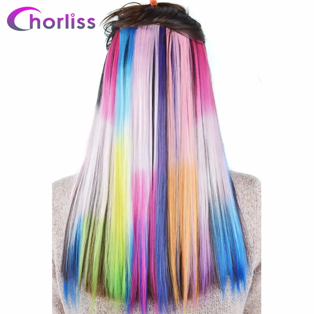 Chorliss Clip In One Piece Hairpieces Ombre Synthetic Clip On Hair