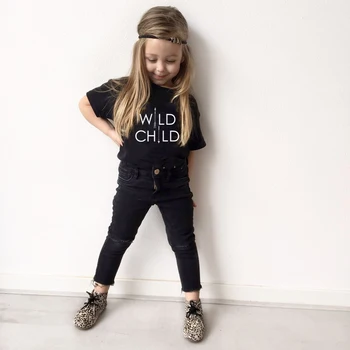 

Whild Child High Quality Kids Girls Tops T Shirt Children Clothes New Design Clothing Summer Letter Short Sleeve Boys T Shirt