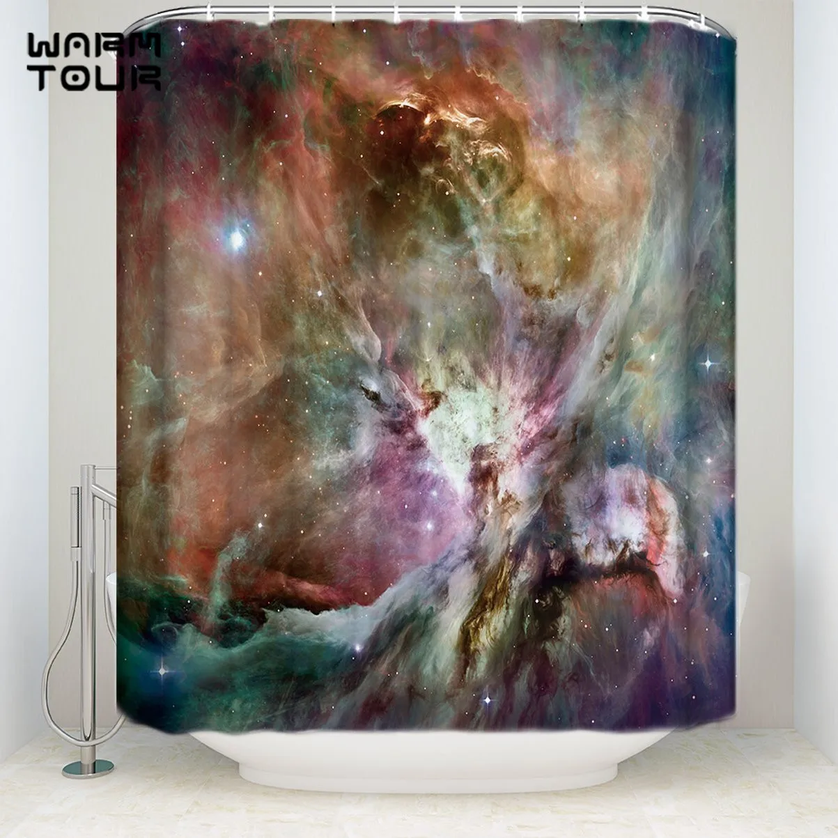 Bath Shower Curtains 60 x 72 Inches Low Profile Mysterious Galaxy Universe Sky Mildew