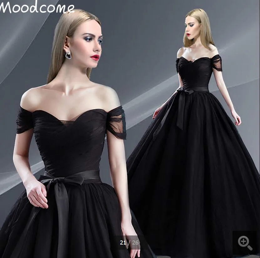 

2017 new arrival black tulle ball gown prom dress off the shoulder sexy pleated sweetheart neck puffy prom gowns sweet 15 dress