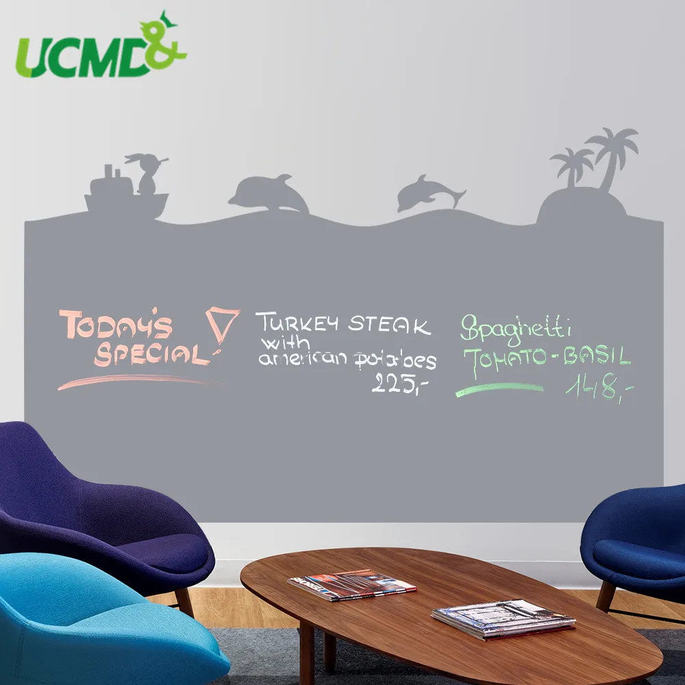 

Erasable Gray Color Chalk Board Blackboard Teaching Writing Message Board Removable Vinyl Draw Mural Decor Art Wall Stickers