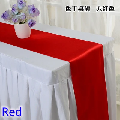 

Red Colour Table runner satin shiny colour table decoration wedding hotel party show table runner cheap