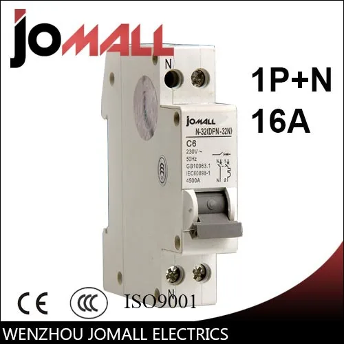 

DPN 1P+N 16A Mini Circuit breaker MCB Mounting 35mm din rail Breaking Capacity 4.5KA