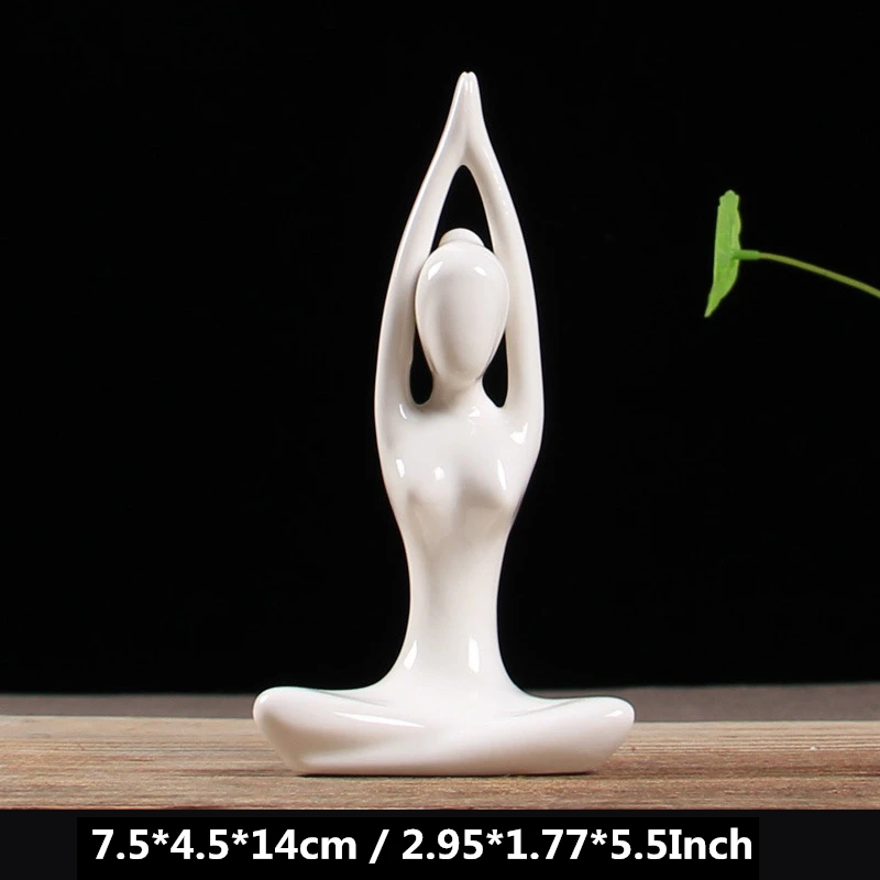 12 Styles White Ceramic Yoga Figurines Ename Yoga Miniatures Lue's