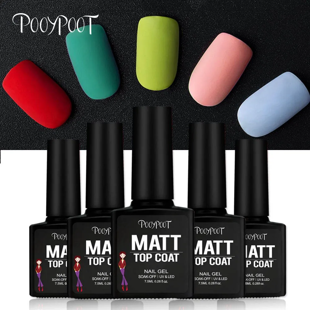 

Pooypoot Matte Top Coat Soak-Off Led UV Gel Nail Polish Frosted Surface Nail Art Finish Tips Matt Top Gel Lacquer Nails Primer
