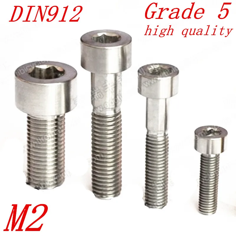 10pcs/lot Titanium screw Grade 5 M2 hex Socket Cap Din 912 C Tc4