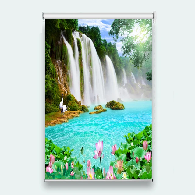 Custom Luxury Blinds Shade Blackout Roller Blinds For Window in living room Bedroom Waterfall