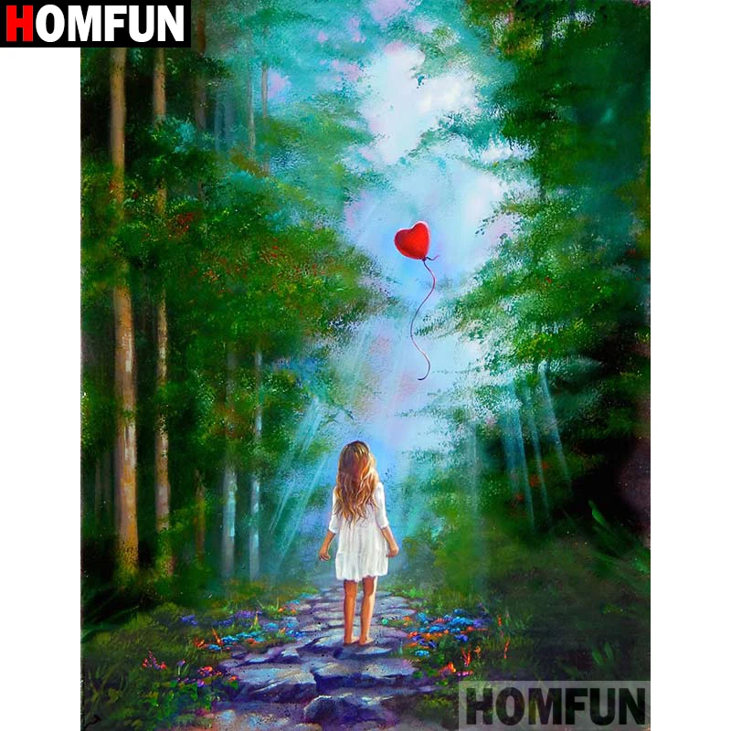 

HOMFUN Full Square/Round Drill 5D DIY Diamond Painting "Girl scenery" Embroidery Cross Stitch 3D Home Decor Gift A13356