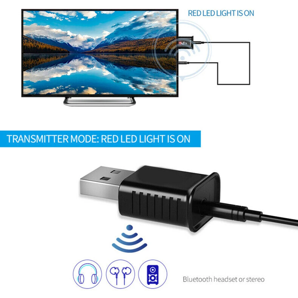 2в1 соединение через usb и беспроводное, через Bluetooth 5,0 аудио передатчик/приемник адаптер с 3,5 мм Aux кабель для ТВ ПК 3E16