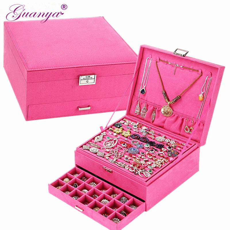New Year Gift Box For Jewelry Box Large Exquisite Makeup Case Jewelry Organizer Casket Graduation Birthday Gift for Girl 203