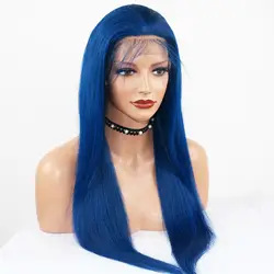 Eversilky полный кружево человеческие волосы Искусственные парики для женщин бразильский волосы remy синий прямой парик с предварительно