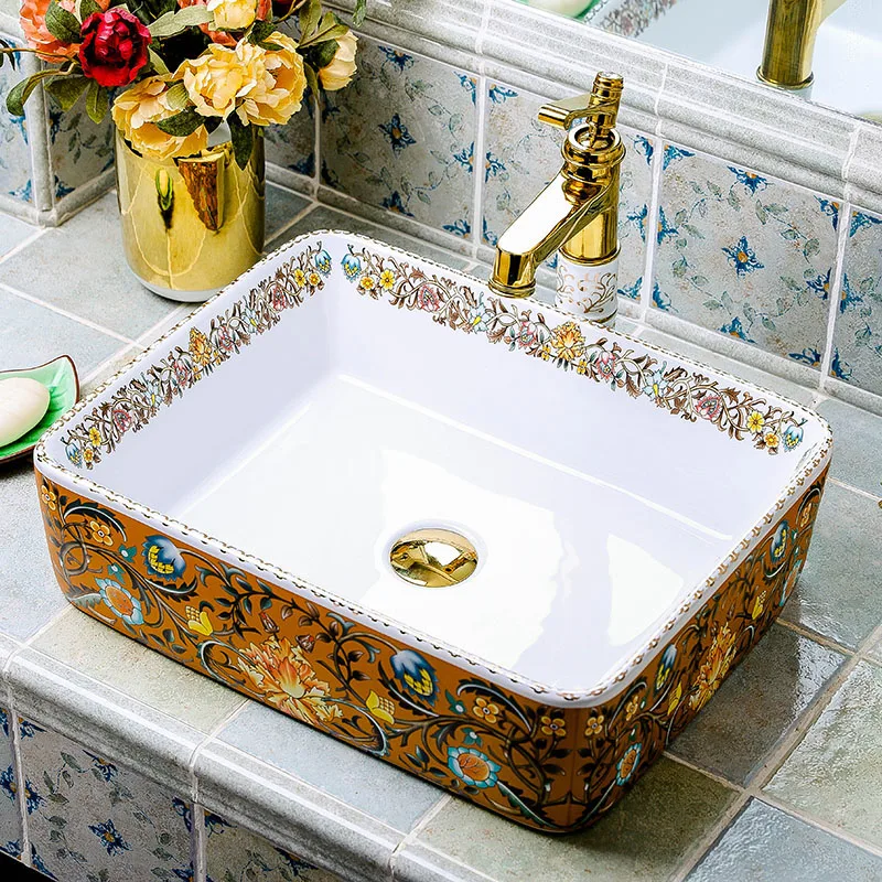 Modern Style Porcelain Wash Basin Colorful Ceramic Sink For Bathroom