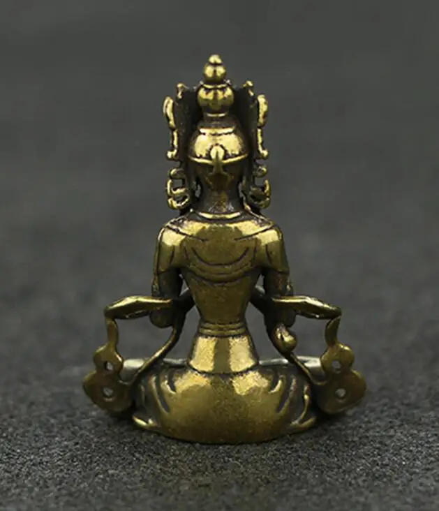 Коллекционные китайские чистые латунные Резные Guan Yin Kwan-Yin Bodhisattva изысканные маленькие подвесные статуи