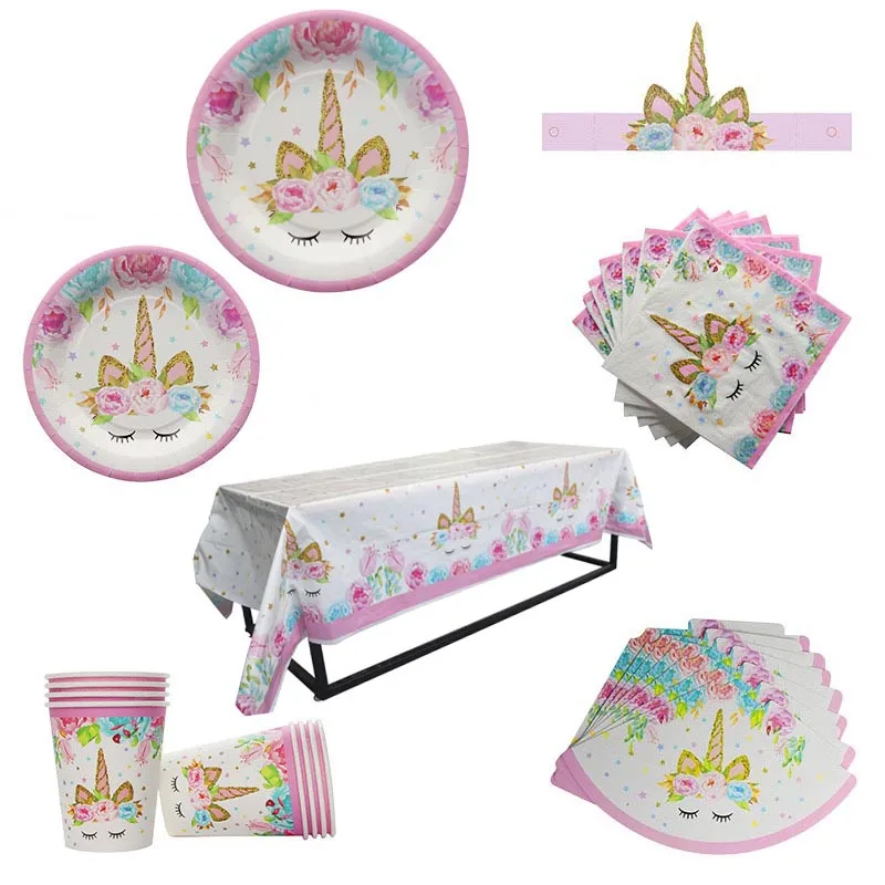

Unicorn Party Kits Tablecloths Event & Party Tablecover Birthday Party Decoration Kids Tableware Baby Shower Party Supplies