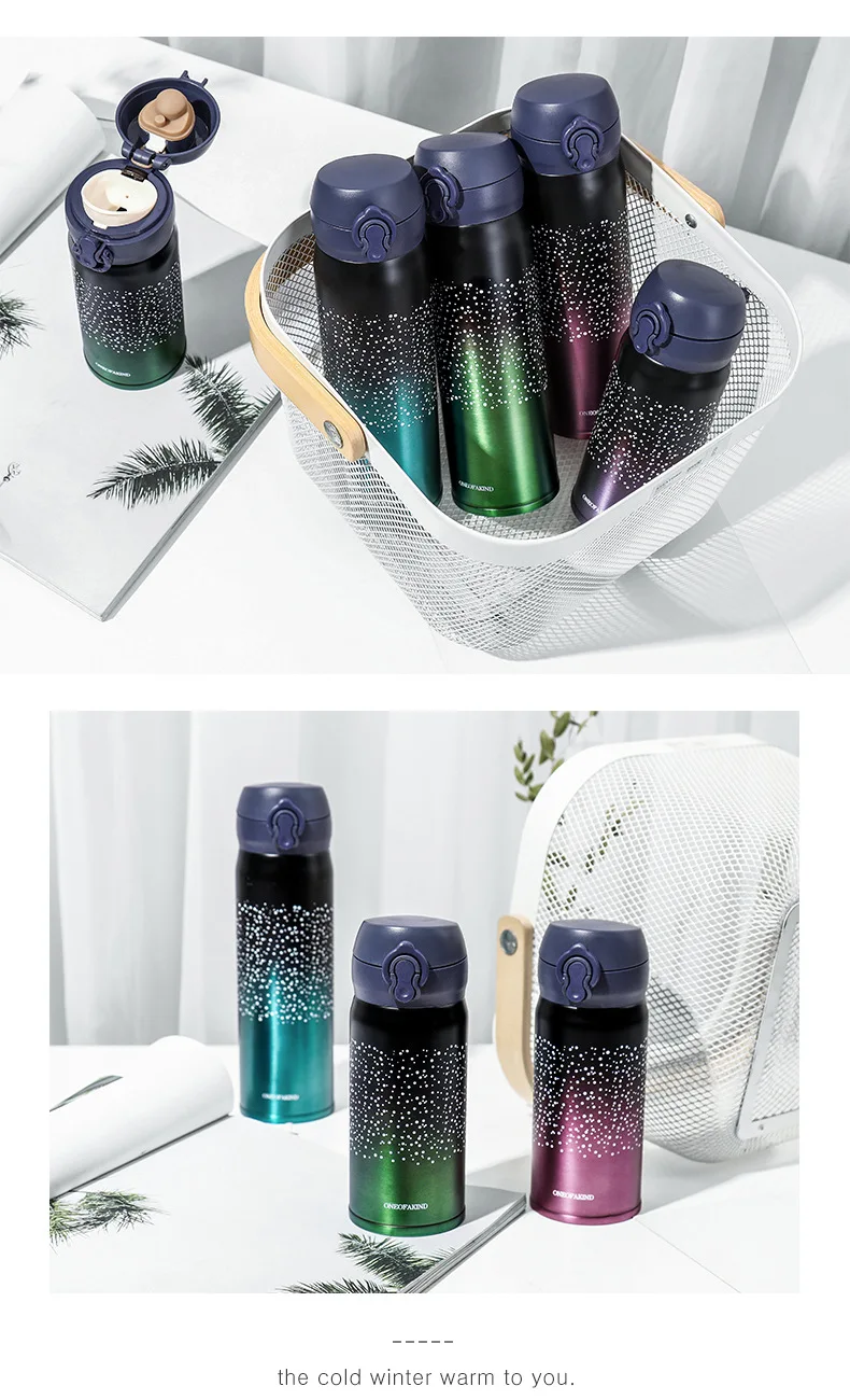 500 Ml|white)Gourde Isotherme à Double Paroi En Acier Inoxydable Pour